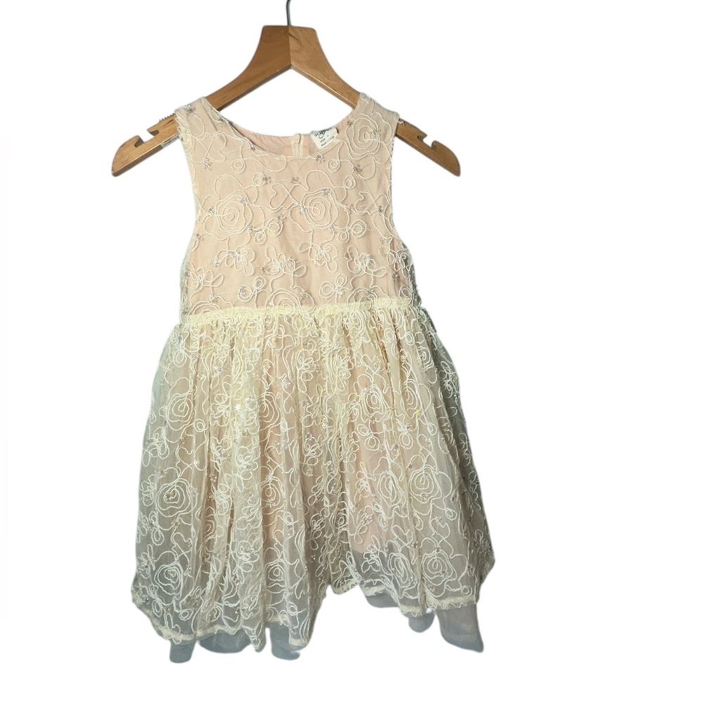 M.L Cream Asymmetrical Tiered Sundress for Wedding Guest